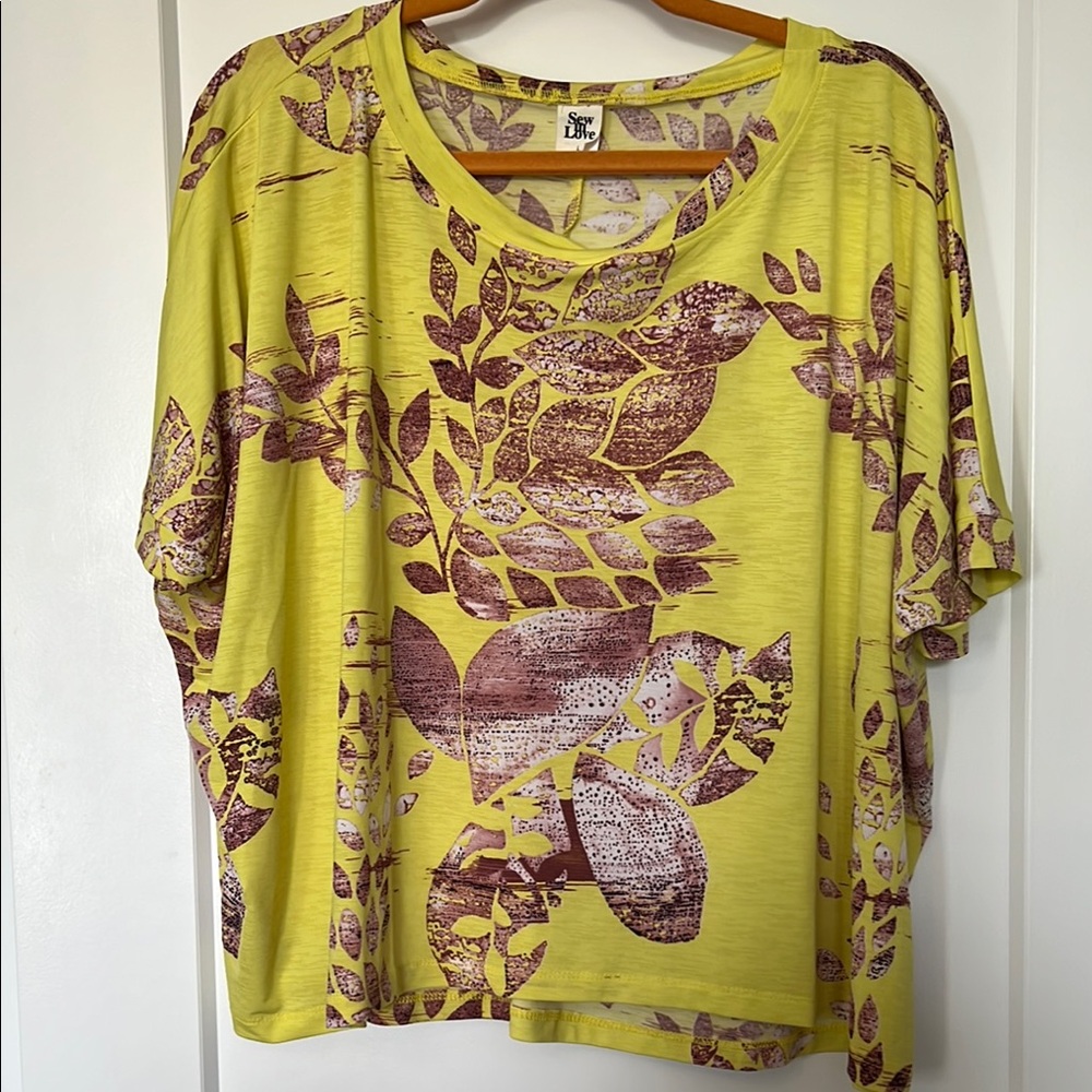 Sew In Love Yellow and Brown Boxy Blouse